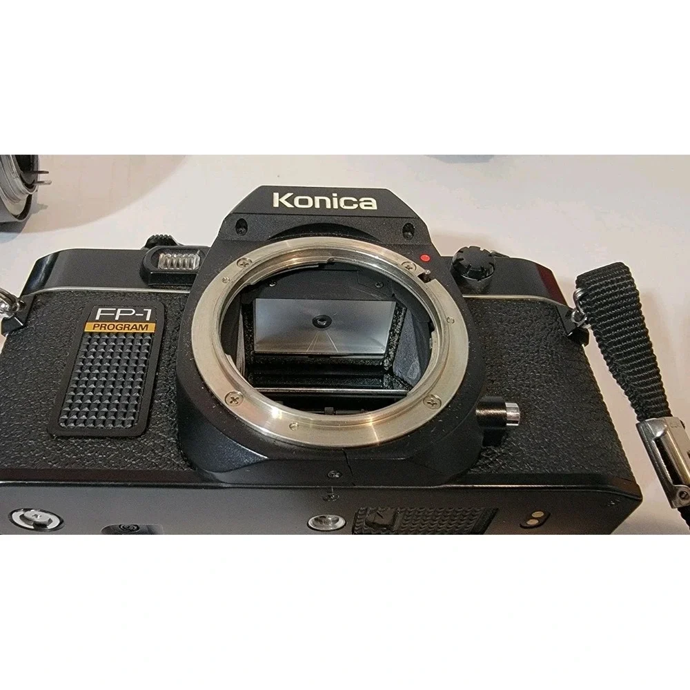 Vintage Konica FP-1 Program‎ Motor Camera Lens Bundle + Case
